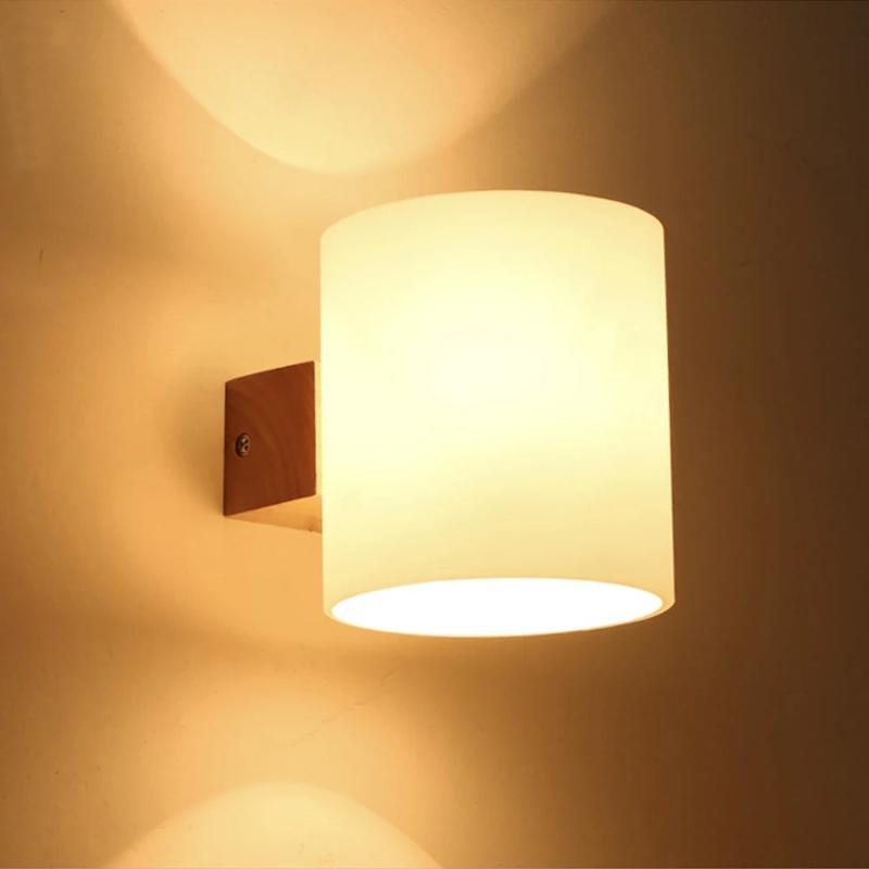 applique murale bois et verre lumineux