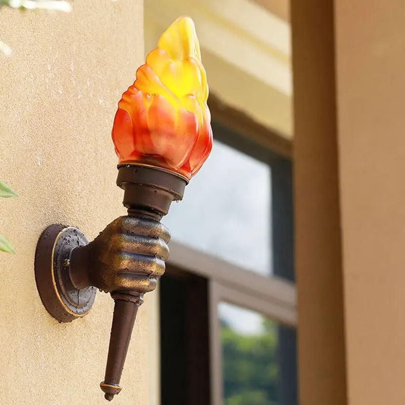 applique murale torche en bronze ancien