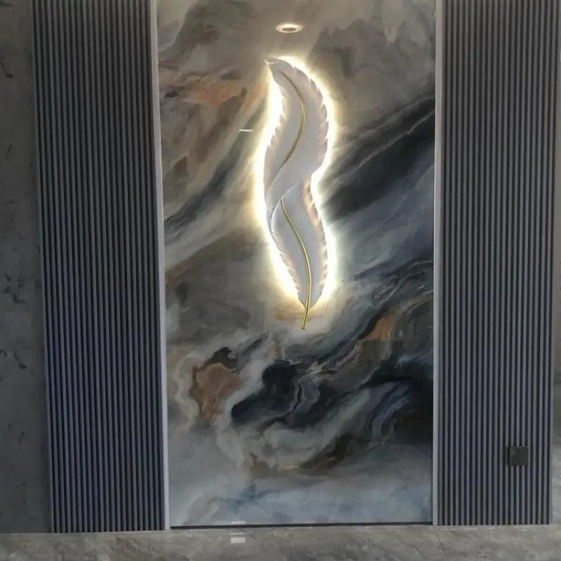applique murale plume blanche espace déco