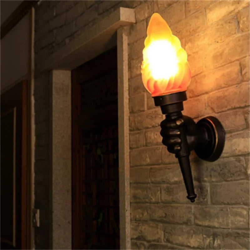 applique murale torche bronze noir