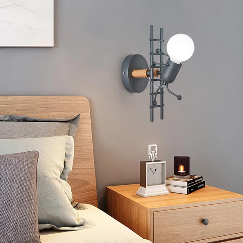 applique murale noir et bois metal chambre moderne
