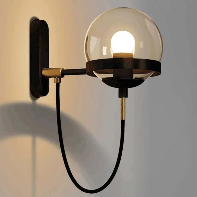 applique murale rotative noir et en verre