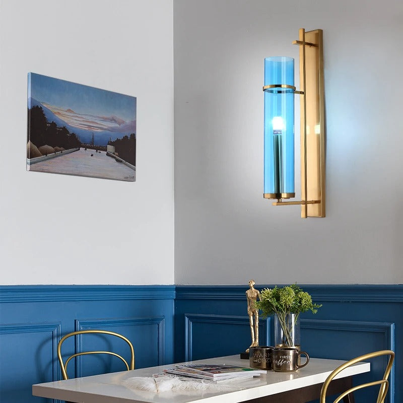 Paire D’appliques Murales Bleues Avec Interrupteurs - Vintage Déco