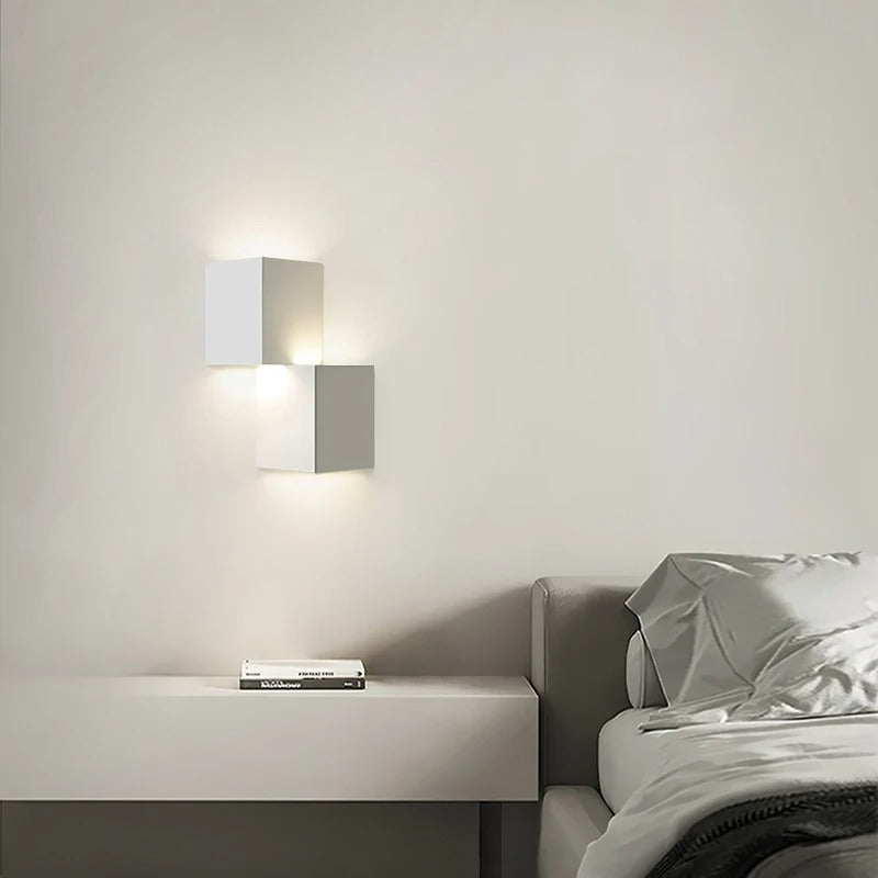 applique murale cube blanc chambre moderne