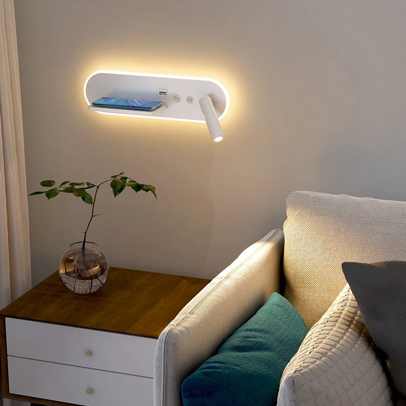 Applique murale blanche led sans fil avec télécommande