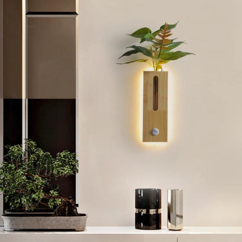 applique murale en bois naturel design led