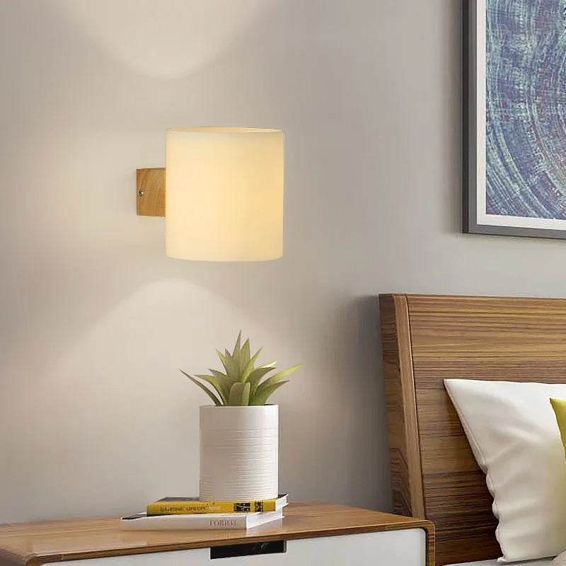 applique murale bois et verre chambre moderne