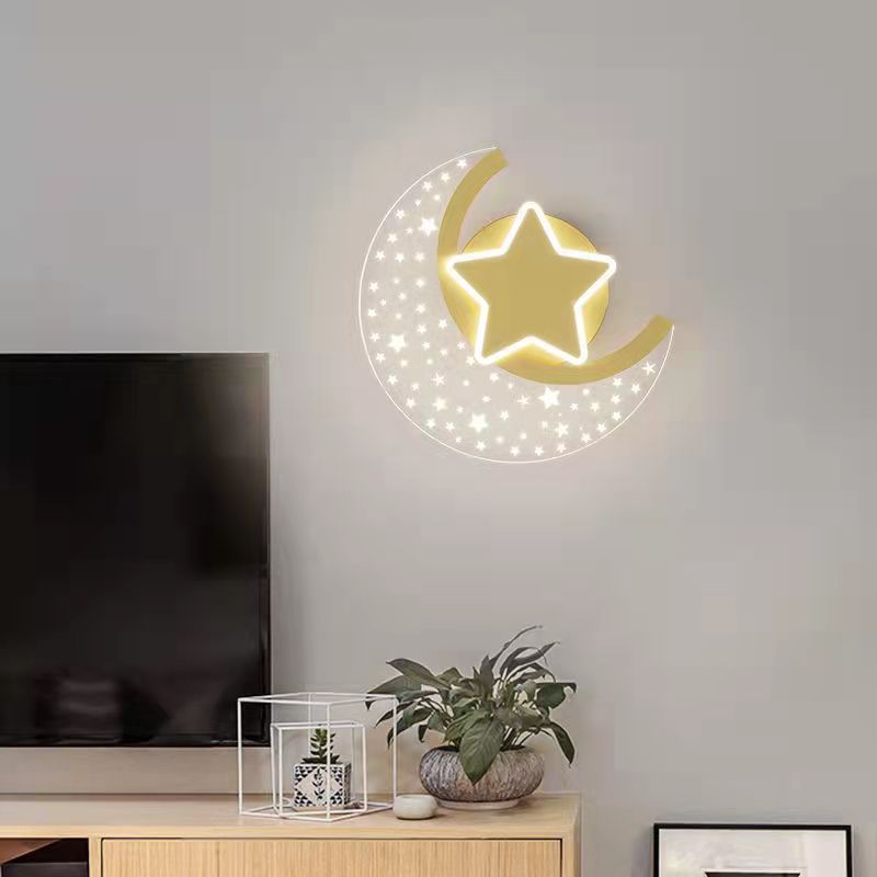 applique murale demi lune doree