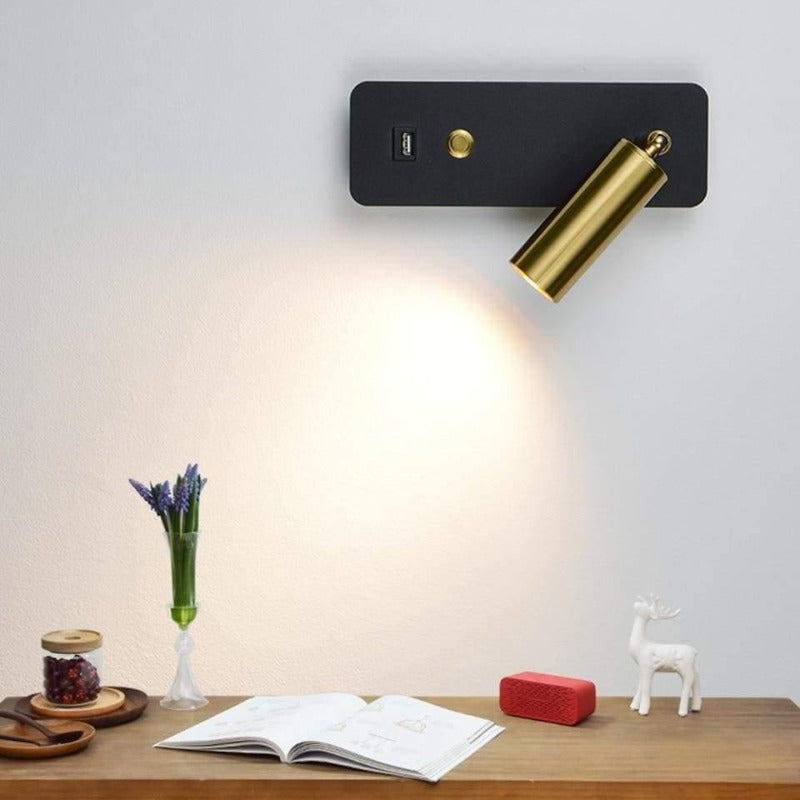 applique-murale-doree-noir-avec-usb